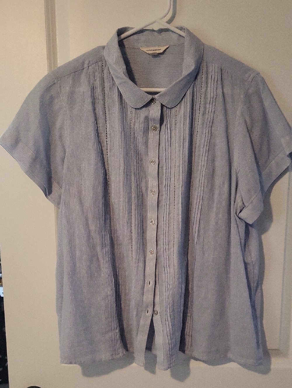 Lucky Brand Pale Blue Short-Sleeve Button Front Shirt